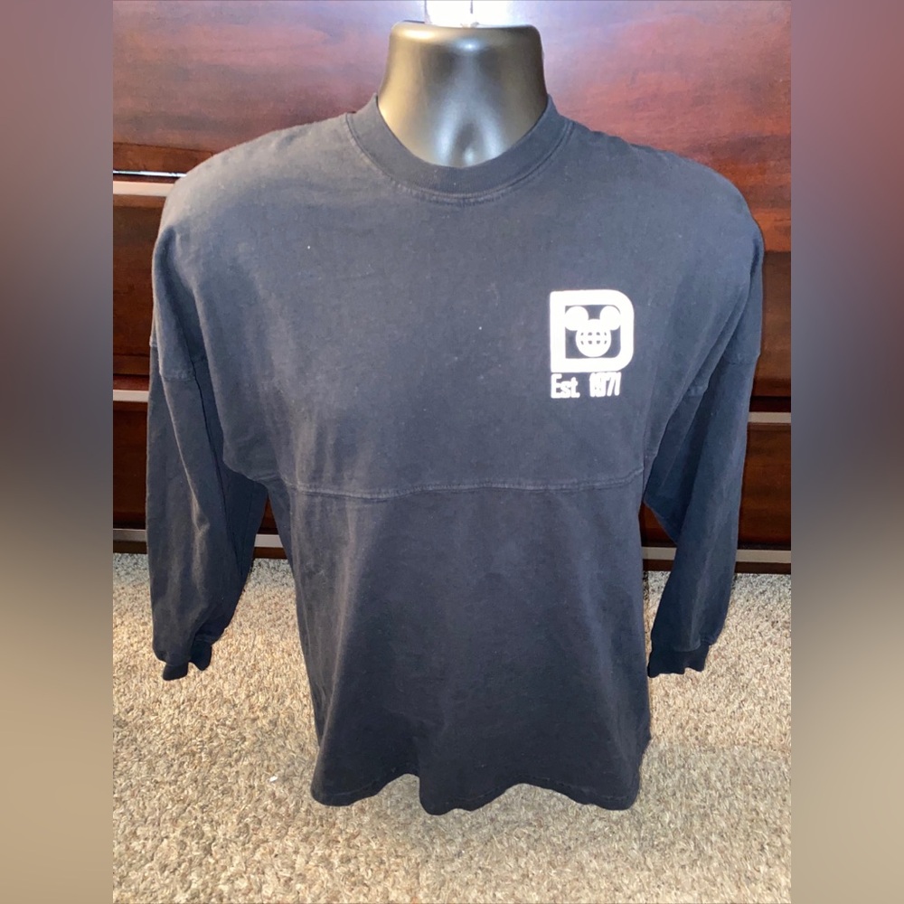 Disney Parks Walt Disney World Spirit Jersey Spellout Long Sleeve‎ XS Black